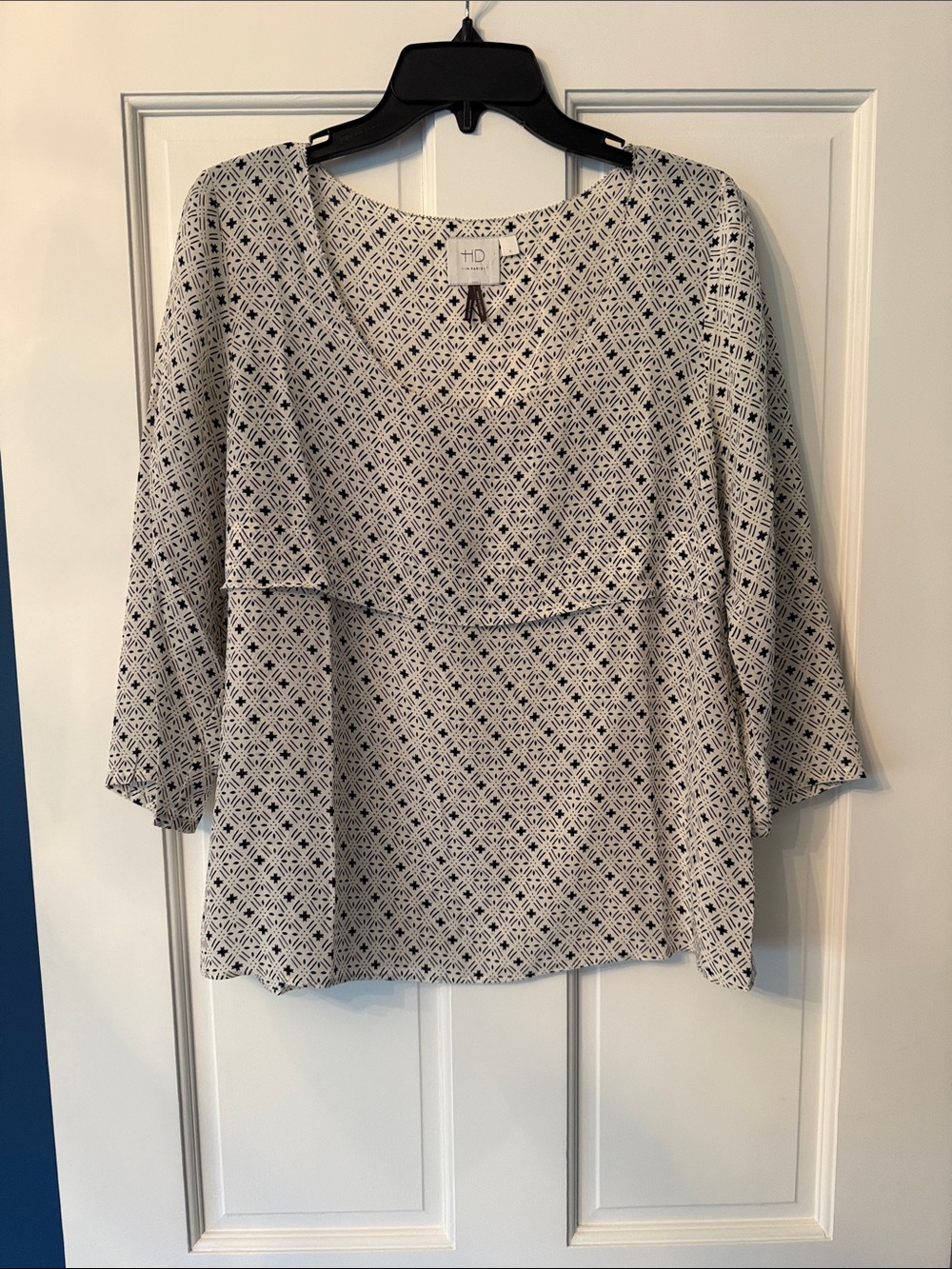 HD in Paris Cream and Black Geometric Tunic
